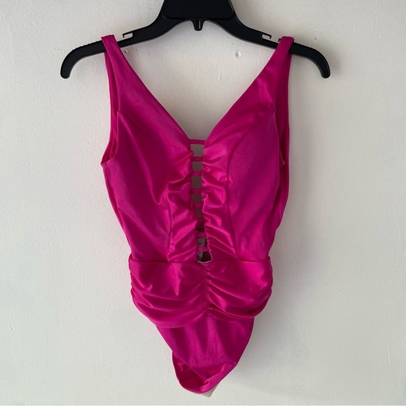 New! Leonisa shapeware slimming lattice front one piece swimsuit 37782 - Picture 5 of 11